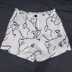 White Abstract Shorts